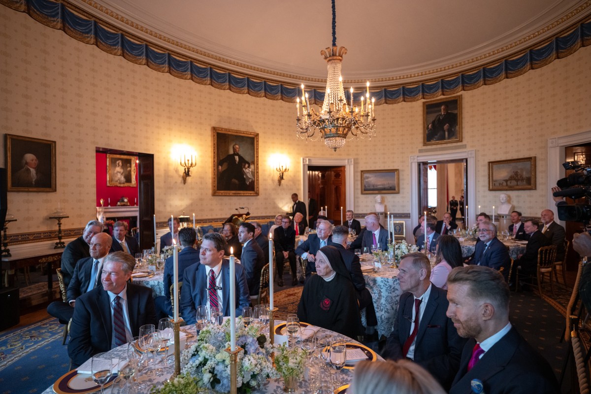 Singer Charles Billingsley performs at an Easter prayer service and dinner, Wednesday, April 16, 2025, in the Blue Room of the White House. (Official White House Photo by Joyce N. Boghosian)