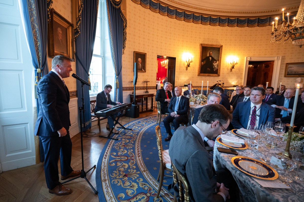Singer Charles Billingsley performs at an Easter prayer service and dinner, Wednesday, April 16, 2025, in the Blue Room of the White House. (Official White House Photo by Joyce N. Boghosian)