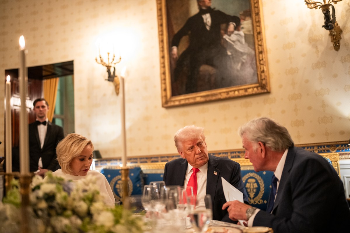 President Donald Trump participates in an Easter prayer service and dinner, Wednesday, April 16, 2025, in the Blue Room of the White House. (Official White House Photo by Joyce N. Boghosian)