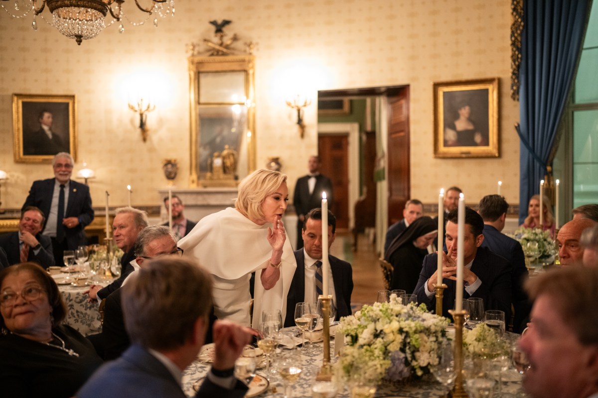 President Donald Trump participates in an Easter prayer service and dinner, Wednesday, April 16, 2025, in the Blue Room of the White House. (Official White House Photo by Joyce N. Boghosian)