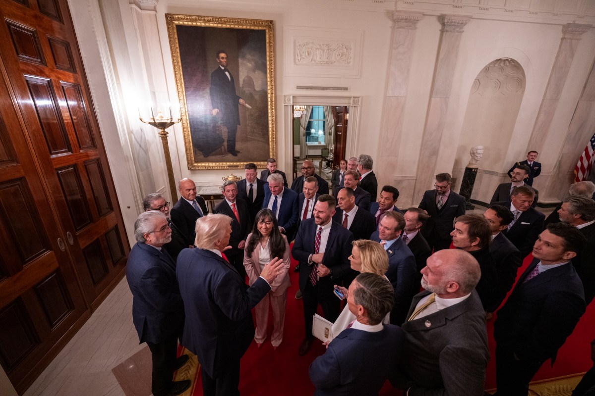 President Donald Trump participates in an Easter prayer service and dinner, Wednesday, April 16, 2025, in the Blue Room of the White House. (Official White House Photo by Joyce N. Boghosian)