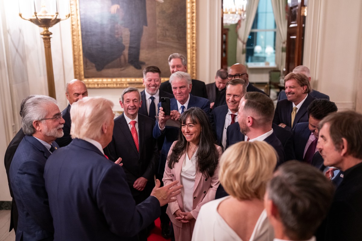 President Donald Trump participates in an Easter prayer service and dinner, Wednesday, April 16, 2025, in the Blue Room of the White House. (Official White House Photo by Joyce N. Boghosian)