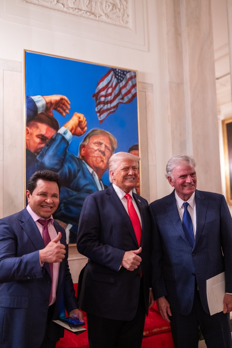 President Donald Trump participates in an Easter prayer service and dinner, Wednesday, April 16, 2025, in the Blue Room of the White House. (Official White House Photo by Joyce N. Boghosian)