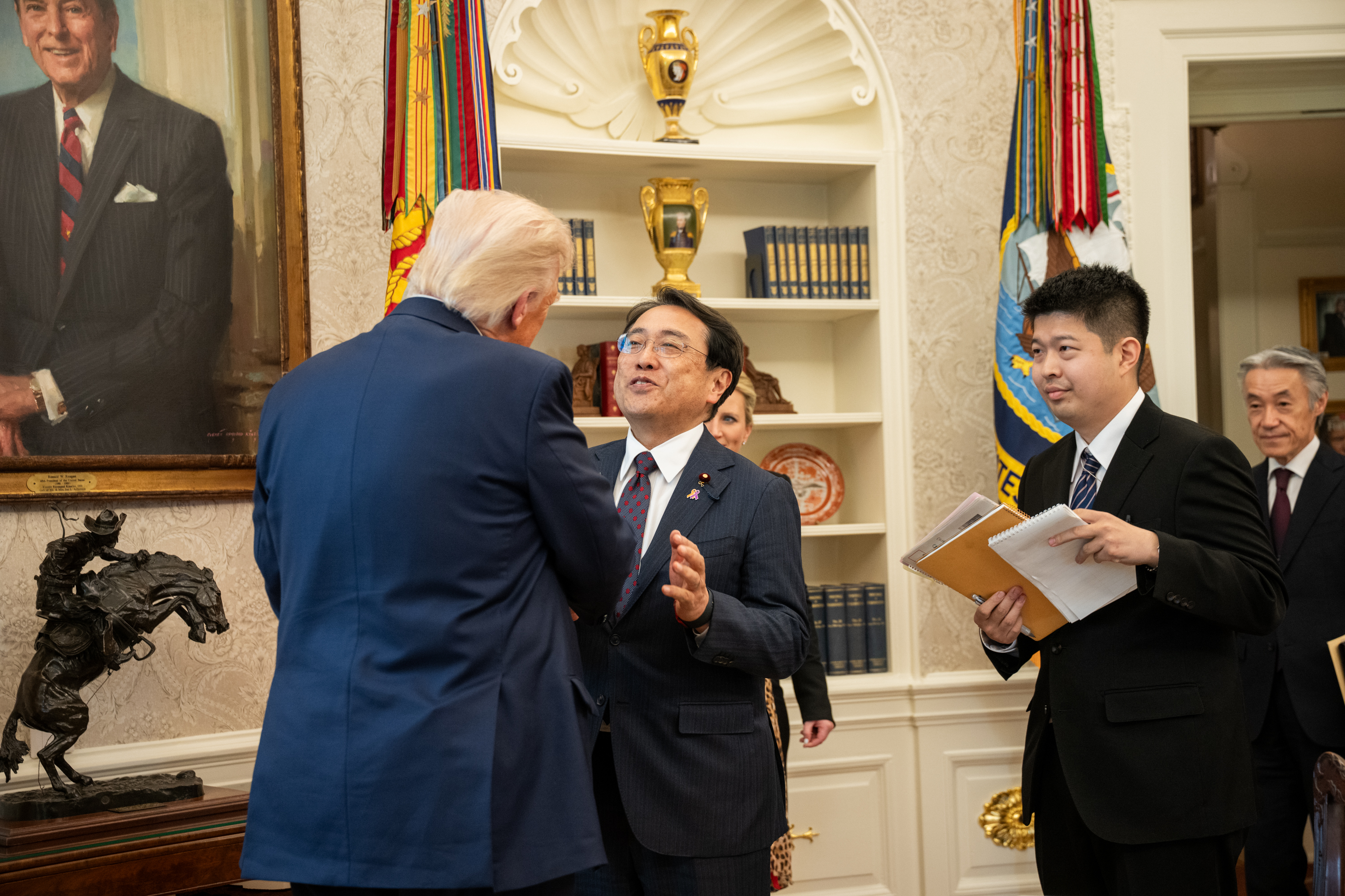 President Trump meets with the Japanese Minister of State for