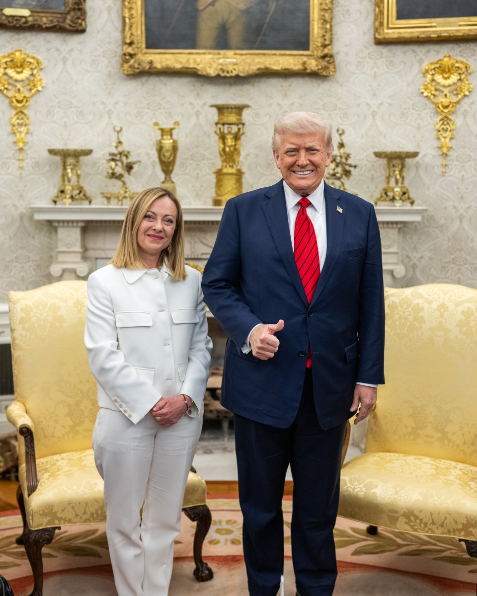 President Donald Trump holds a bilateral meeting with Prime Minister Giorgia Meloni of Italy, Thursday, April 17, 2025, in the Oval Office. (Official White House Photo by Daniel Torok)