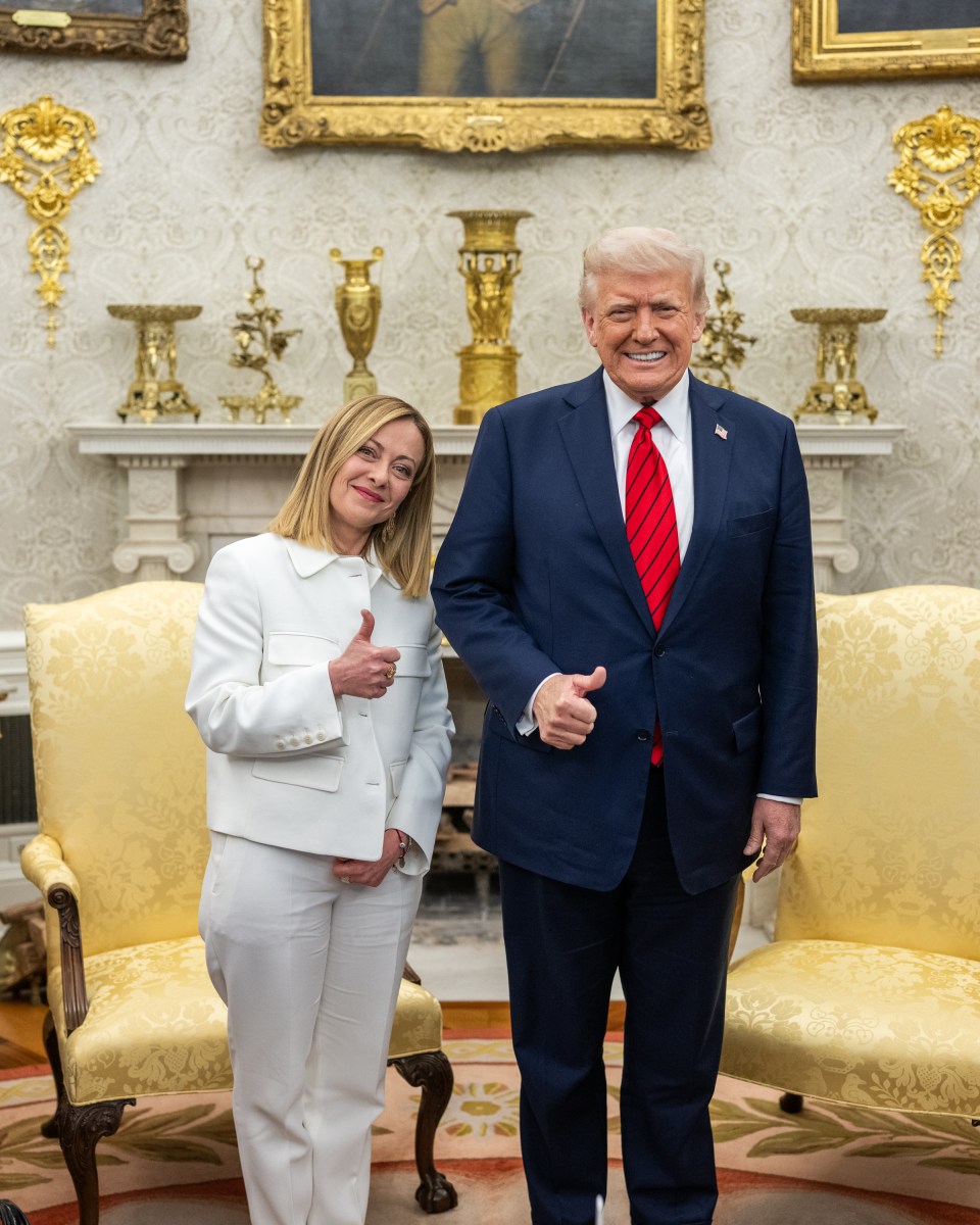 President Donald Trump holds a bilateral meeting with Prime Minister Giorgia Meloni of Italy, Thursday, April 17, 2025, in the Oval Office. (Official White House Photo by Daniel Torok)
