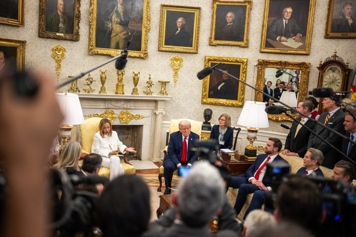 President Donald Trump holds a bilateral meeting with Prime Minister Giorgia Meloni of Italy, Thursday, April 17, 2025, in the Oval Office. (Official White House Photo by Daniel Torok)