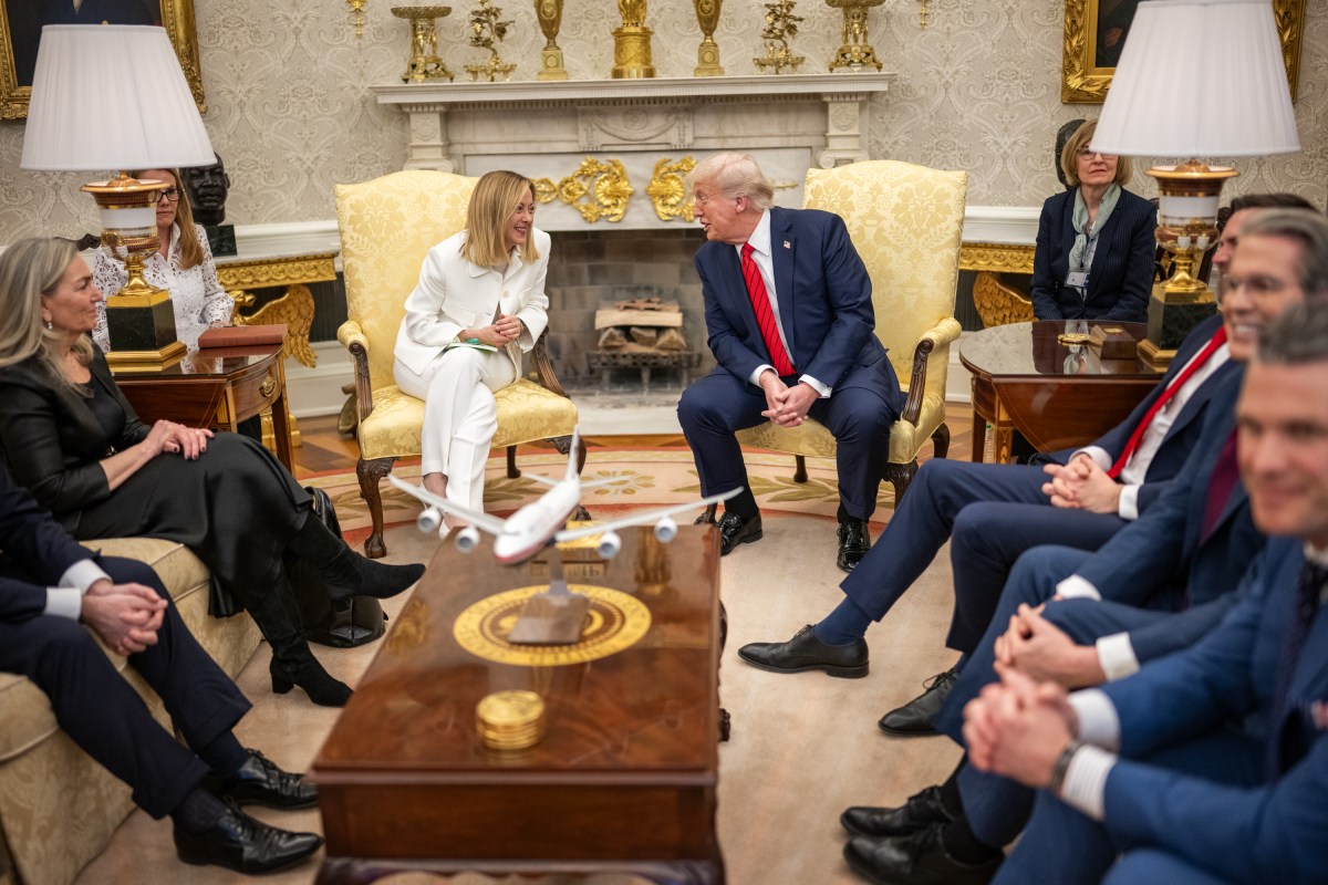 President Donald Trump holds a bilateral meeting with Prime Minister Giorgia Meloni of Italy, Thursday, April 17, 2025, in the Oval Office. (Official White House Photo by Daniel Torok)