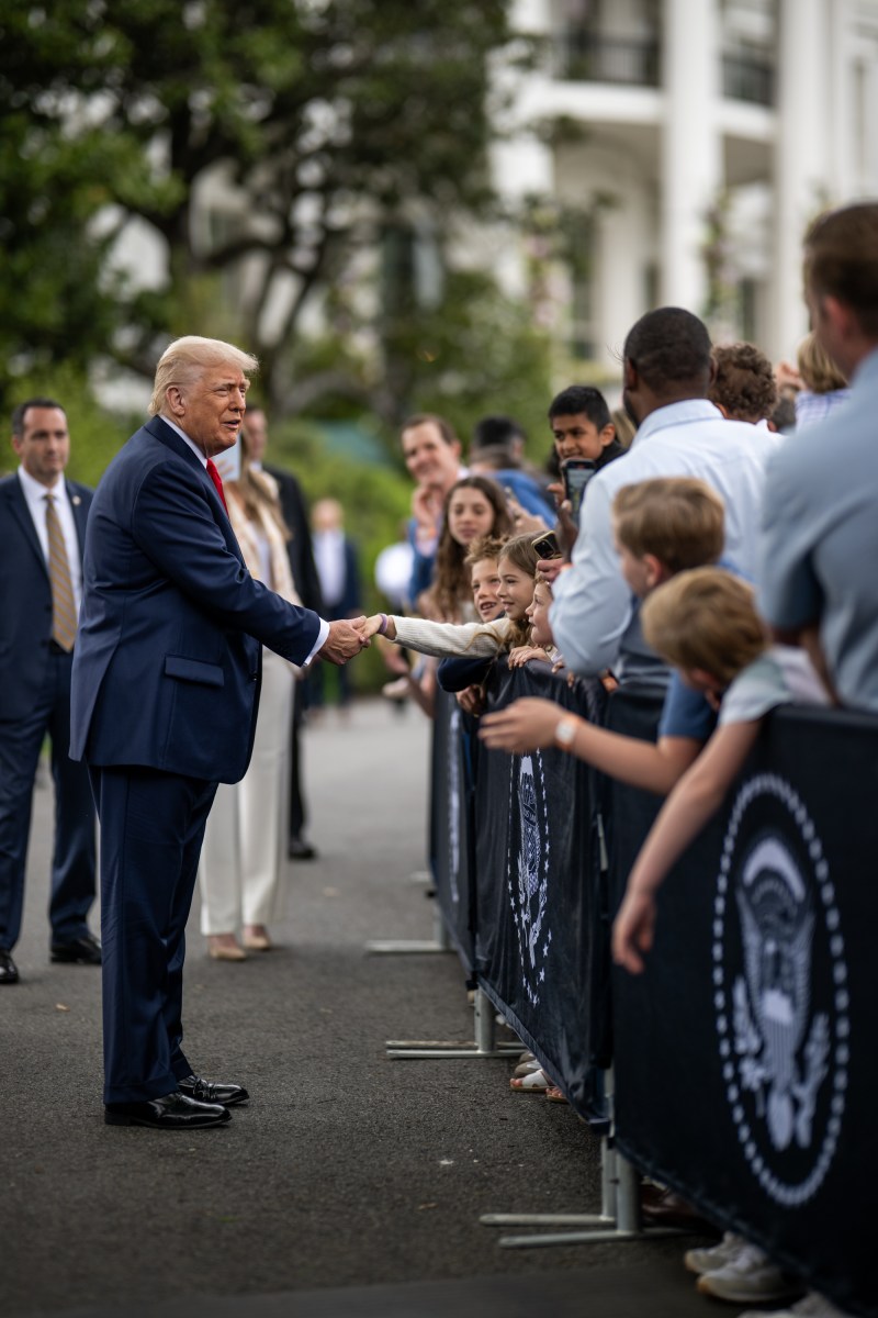 President Donald Trump departs the White House Easter Egg Roll on the South Lawn, Monday, April 21, 2025. (Official White House Photo by Daniel Torok)