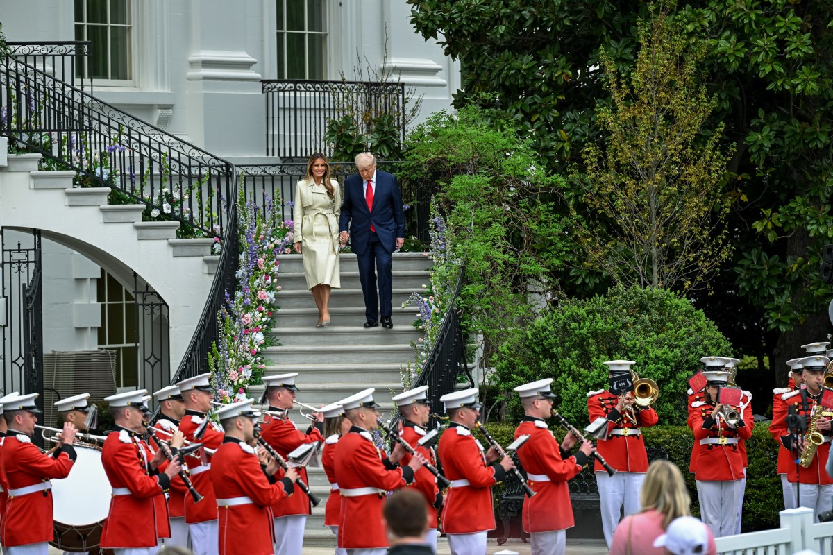 President Donald Trump and First Lady Melania Trump arrive to the South Lawn to participate in the annual White House Easter Egg Roll, Monday, April 21, 2025. (Official White House Photo by Joyce N. Boghosian)