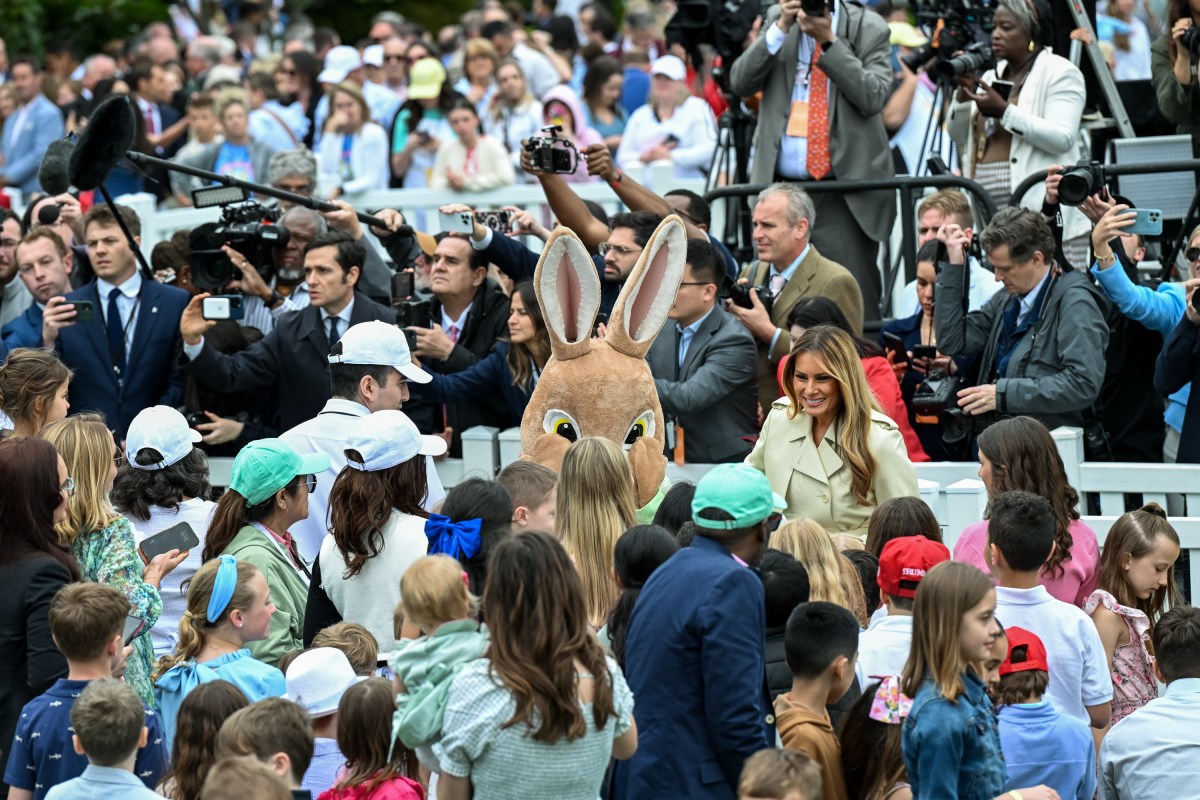President Donald Trump and First Lady Melania Trump arrive to the South Lawn to participate in the annual White House Easter Egg Roll, Monday, April 21, 2025. (Official White House Photo by Joyce N. Boghosian)