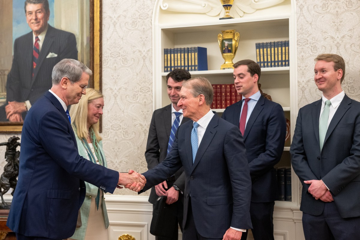 President Donald Trump participates in the swearing-in ceremony of Security and Exchange Commission Chair Paul Atkins, Tuesday, April 22, 2025, in the Oval Office. (Official White House Photo by Molly Riley)