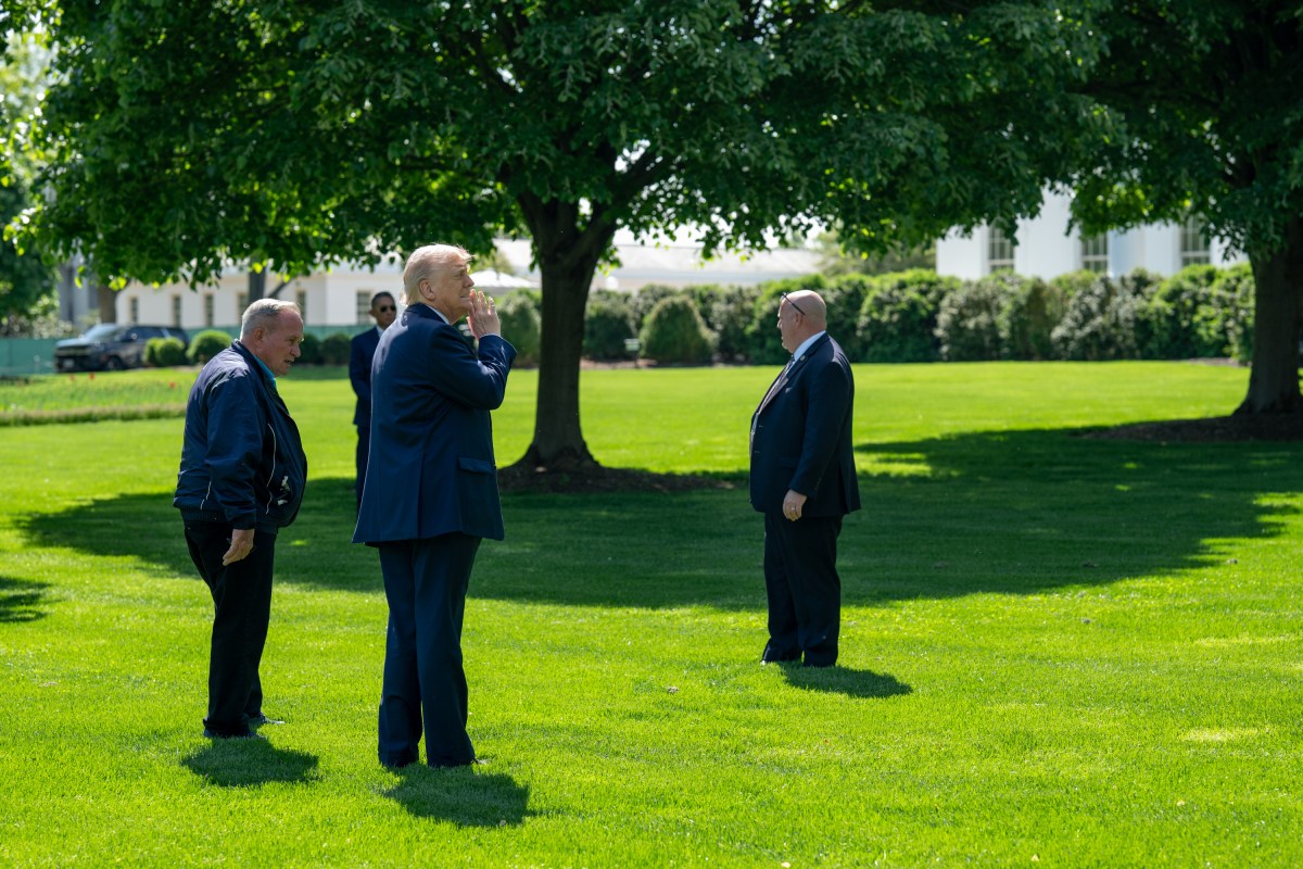 President Donald Trump surveys the North and South Lawns of the White House for potential locations for new flag poles, Wednesday, April 23, 2025. (Official White House Photo by Joyce N. Boghosian)