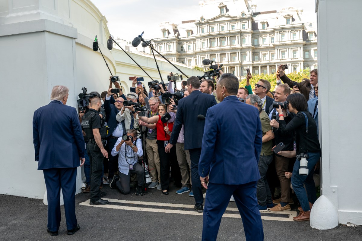 President Donald Trump speaks to members of the media outside the White House, Wednesday, April 23, 2025. (Official White House Photo by Joyce N. Boghosian)