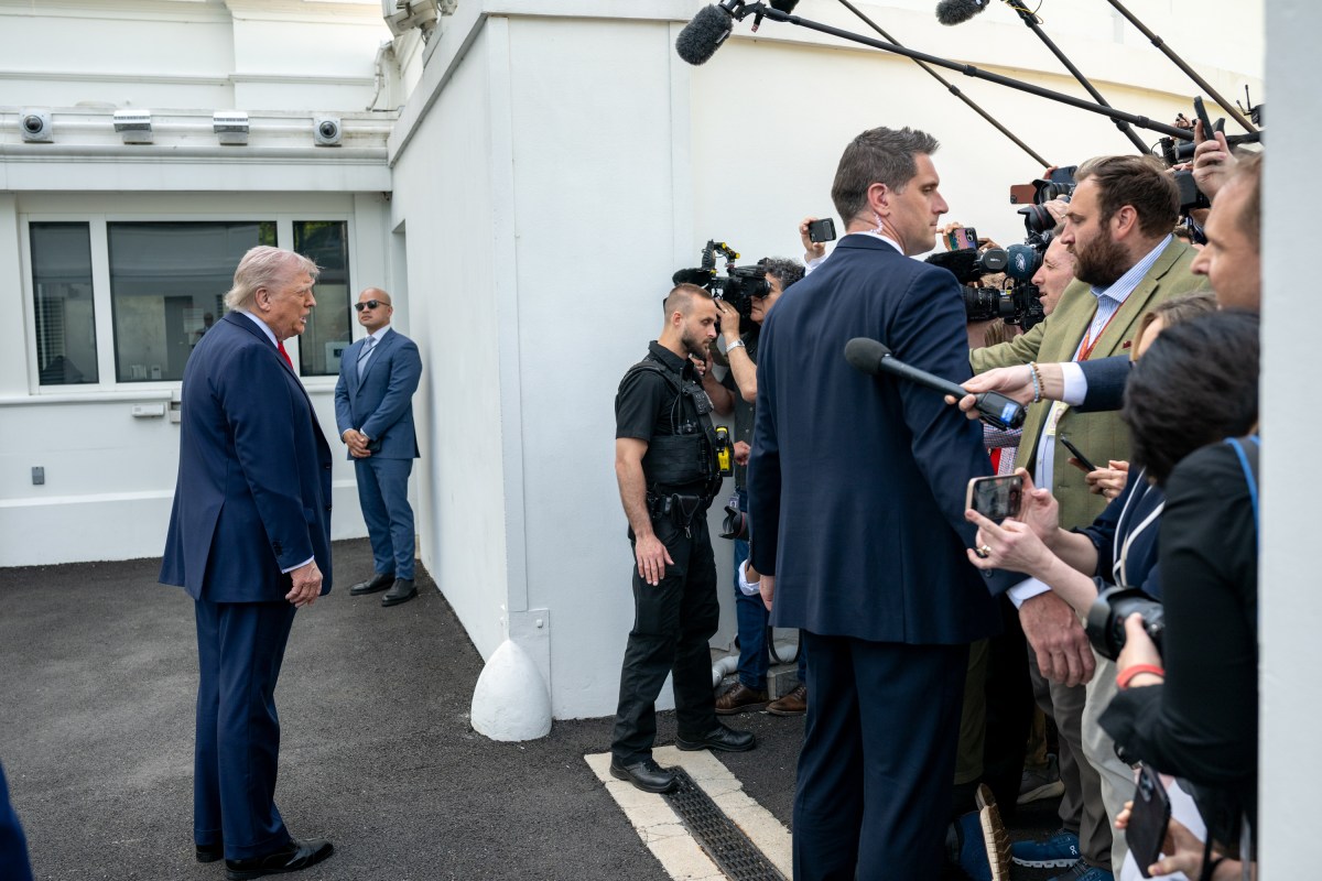 President Donald Trump speaks to members of the media outside the White House, Wednesday, April 23, 2025. (Official White House Photo by Joyce N. Boghosian)