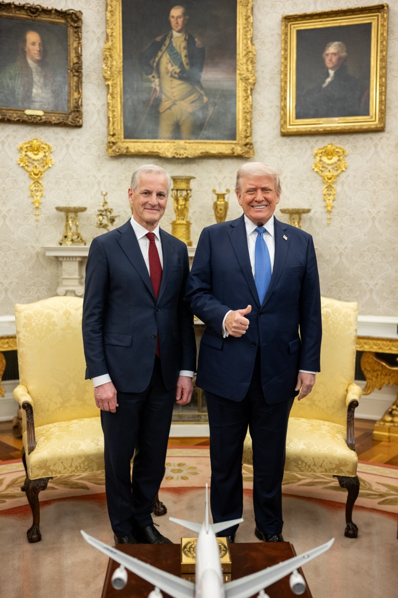 President Donald Trump poses for a photo with Prime Minister Gahr Store of Norway, Thursday, April 24, 2025, in the Oval Office. (Official White House Photo by Daniel Torok)