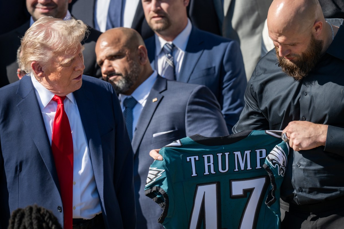 President Donald Trump delivers remarks at an event celebrating the Philadelphia Eagles’ 2025 Super Bowl Championship, Monday, April 28, 2025, on the South Lawn of the White House. (Official White House Photo by Molly Riley)