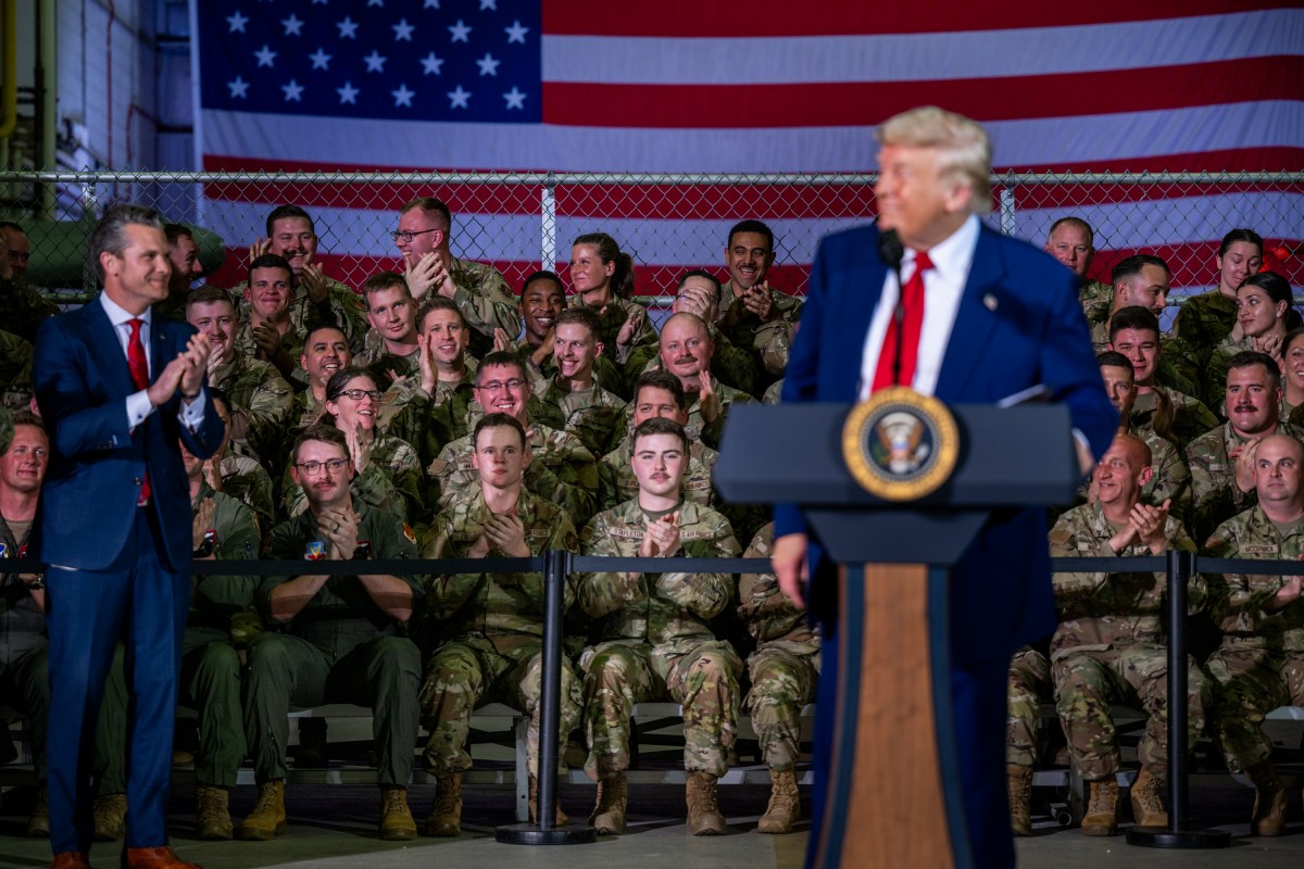 President Donald Trump greets base leadership and speaks at Selfridge Air National Guard Base in Harrison Township, Michigan, Tuesday, April 29, 2025. (Official White House Photo by Molly Riley)