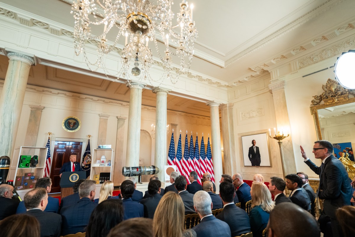 President Donald Trump delivers remarks on “Investing in America”, Wednesday, April 30, 2025, in the Cross Hall of the White House. (Official White House Photo by Joyce N. Boghosian)