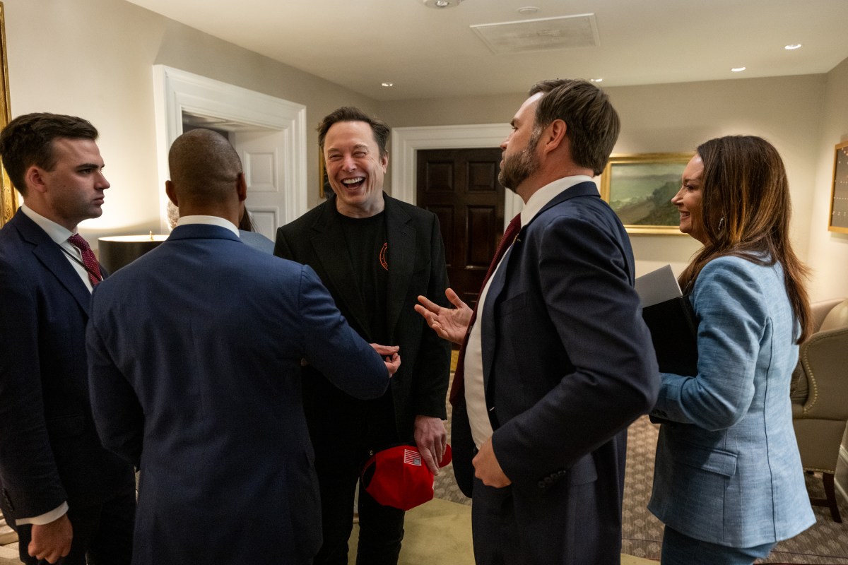 Elon Musk, Vice President JD Vance and Secretary of Agriculture Brooke Rollins speak after a Cabinet meeting, Wednesday, April 30, 2025. (Official White House Photo by Molly Riley)