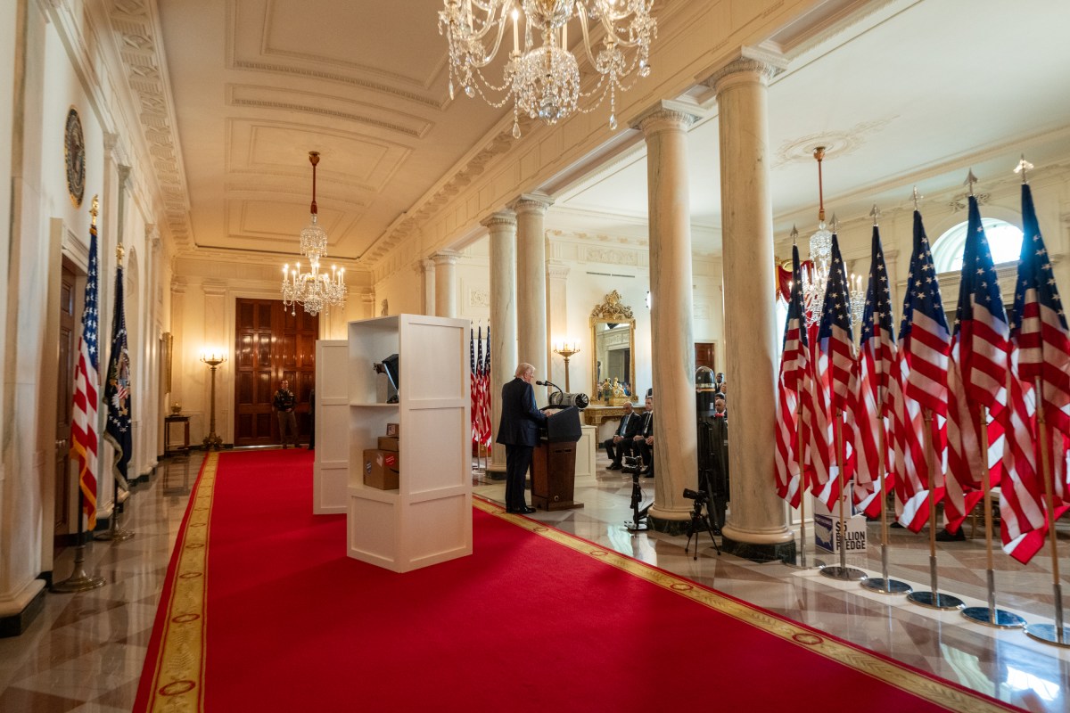 President Donald Trump delivers remarks on “Investing in America”, Wednesday, April 30, 2025, in the Cross Hall of the White House. (Official White House Photo by Molly Riley)