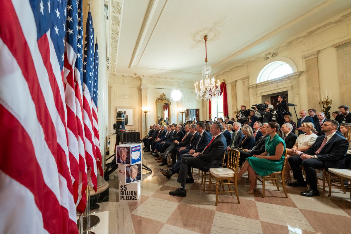President Donald Trump delivers remarks on “Investing in America”, Wednesday, April 30, 2025, in the Cross Hall of the White House. (Official White House Photo by Molly Riley)