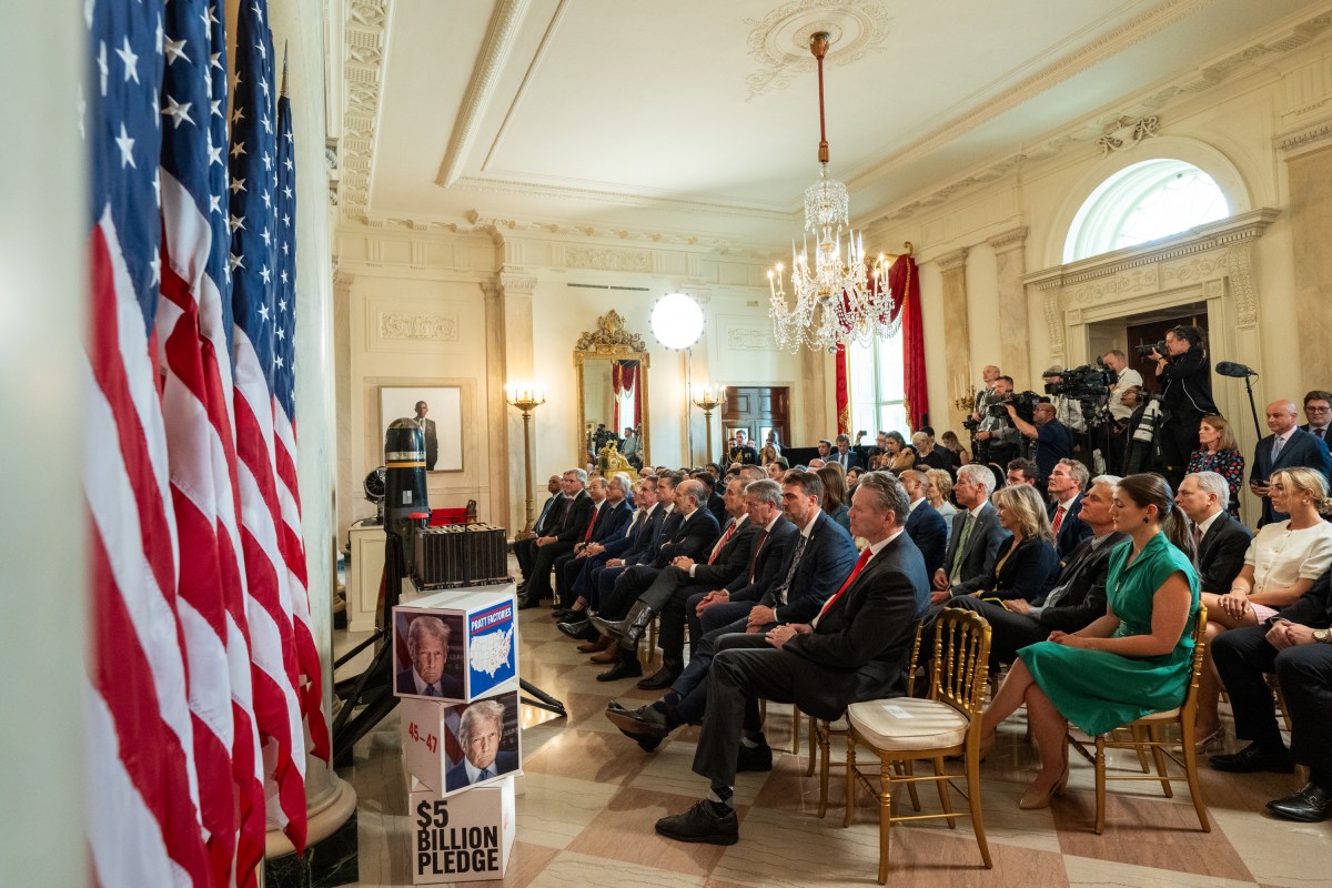 President Donald Trump delivers remarks on “Investing in America”, Wednesday, April 30, 2025, in the Cross Hall of the White House. (Official White House Photo by Molly Riley)