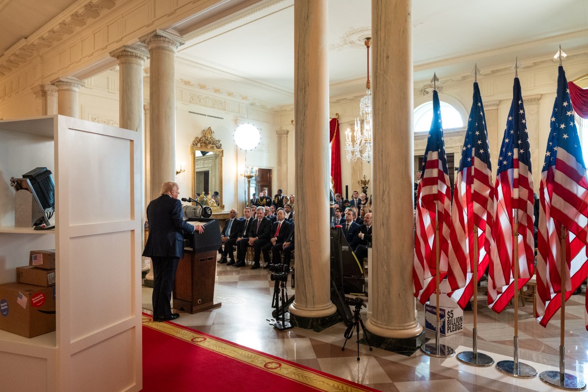 President Donald Trump delivers remarks on “Investing in America”, Wednesday, April 30, 2025, in the Cross Hall of the White House. (Official White House Photo by Molly Riley)