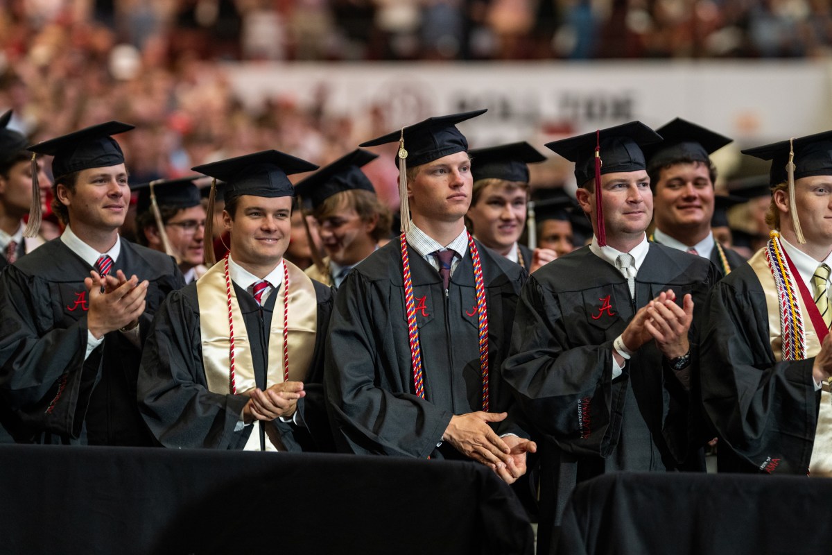 President Donald Trump delivers the Commencement address at the graduation ceremony for the University of Alabama, Thursday, May 1, 2025, at Coleman Coliseum in Tuscaloosa, Alabama. (Official White House Photo by Daniel Torok)