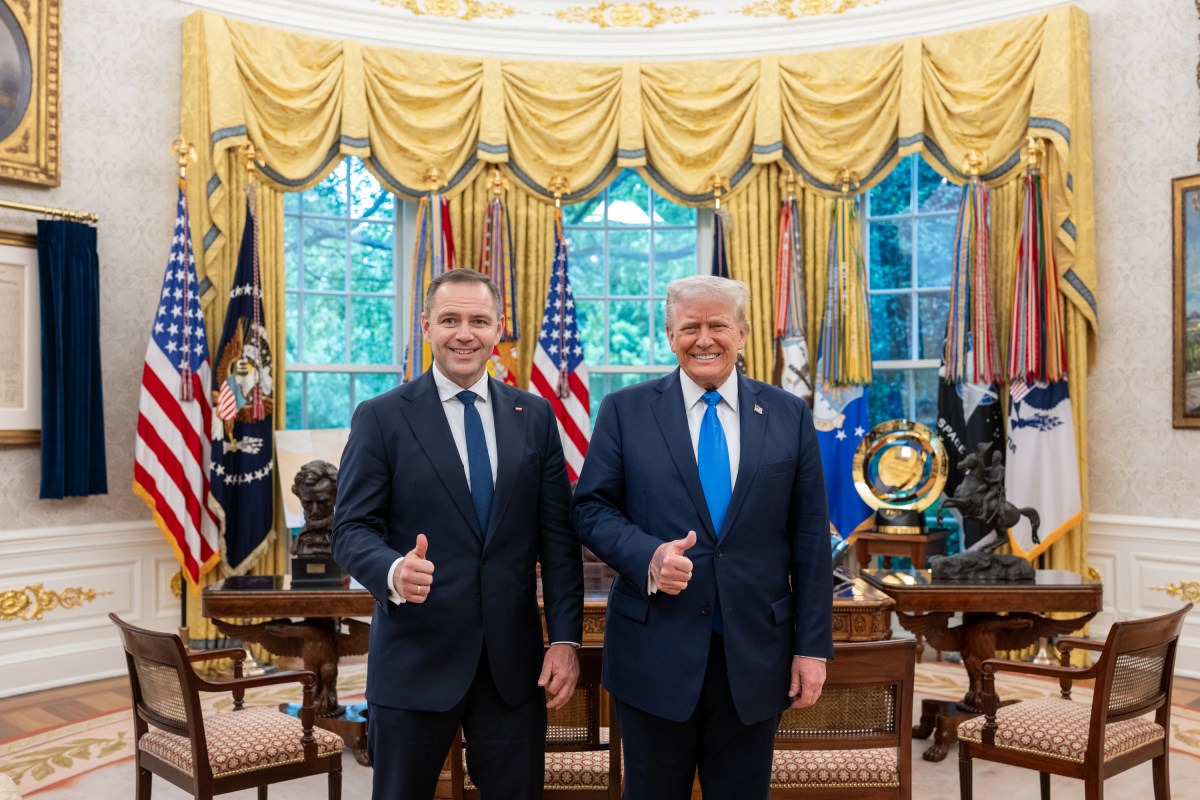 President Donald Trump meets with and poses for a photo with Polish presidential candidate Karol Nawrocki in the Oval Office, Thursday, May 1, 2025. (Official White House Photo by Joyce N. Boghosian)