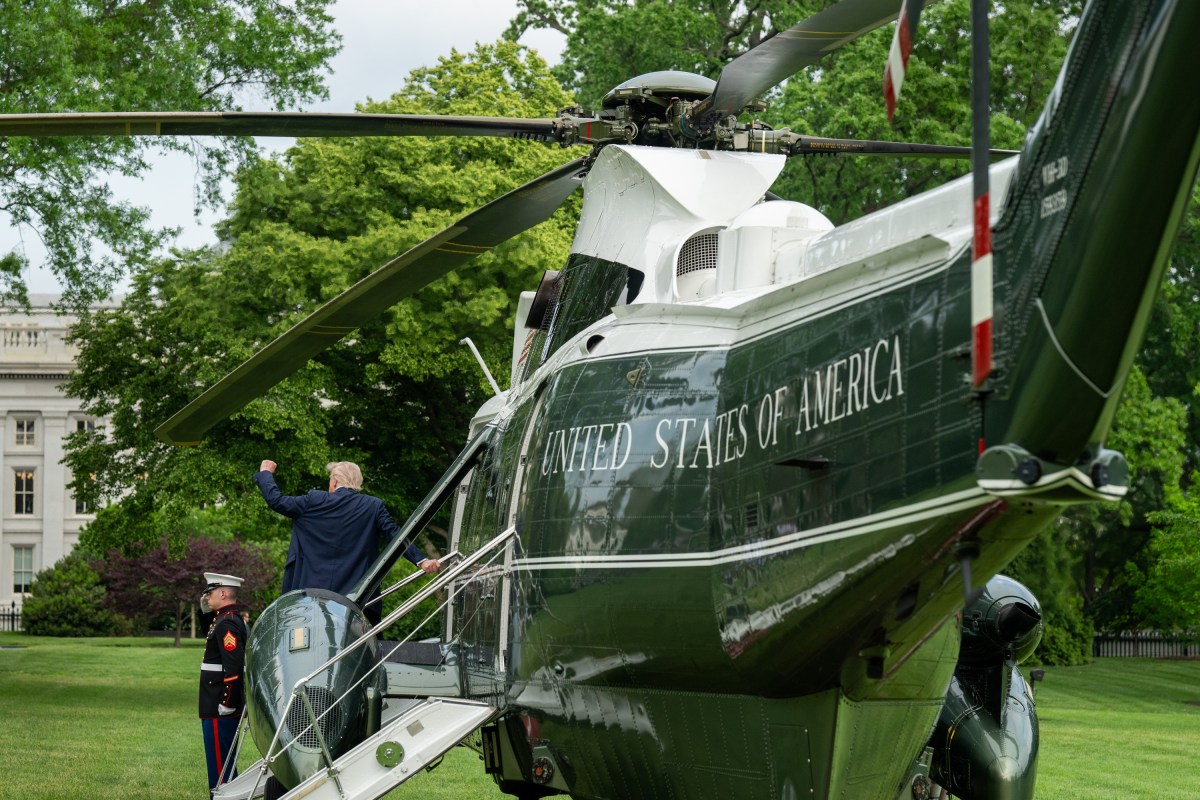 President Donald Trump boards Marine One on the South Lawn of the White House, Thursday, May 1, 2025, en route to Joint Base Andrews for a trip to Alabama. (Official White House Photo by Joyce N. Boghosian)