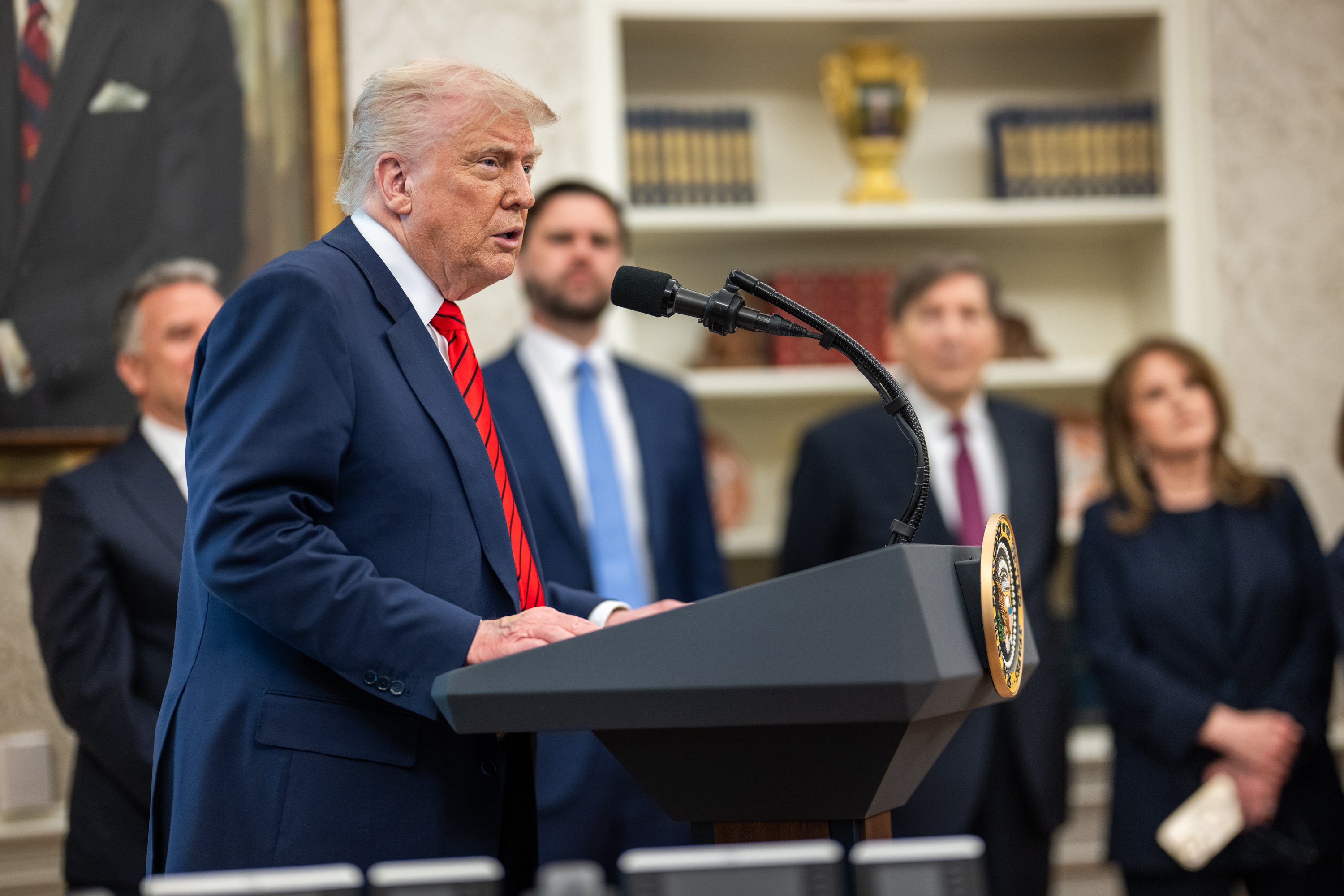 President Trump participates in the swearing-in ceremony for Senior ...