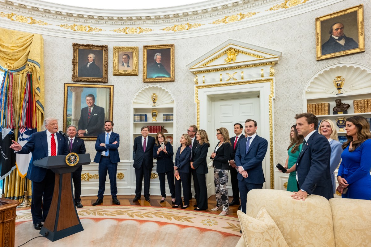 President Donald Trump attends a FIFA Task Force meeting, Tuesday, May 6, 2025, in the East Room. (Official White House Photo by Joyce N. Boghosian)