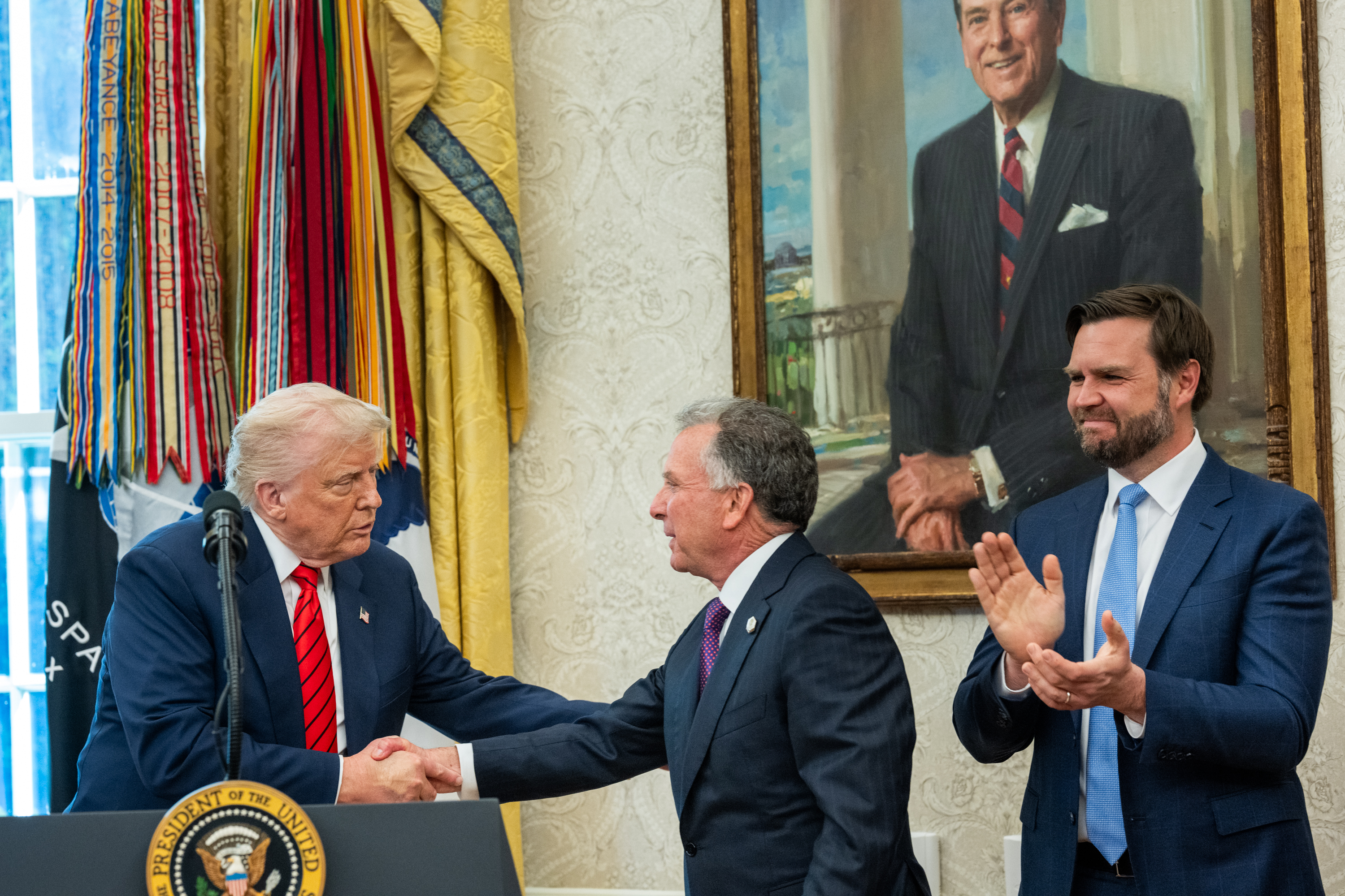 President Trump participates in the swearing-in ceremony for Senior ...