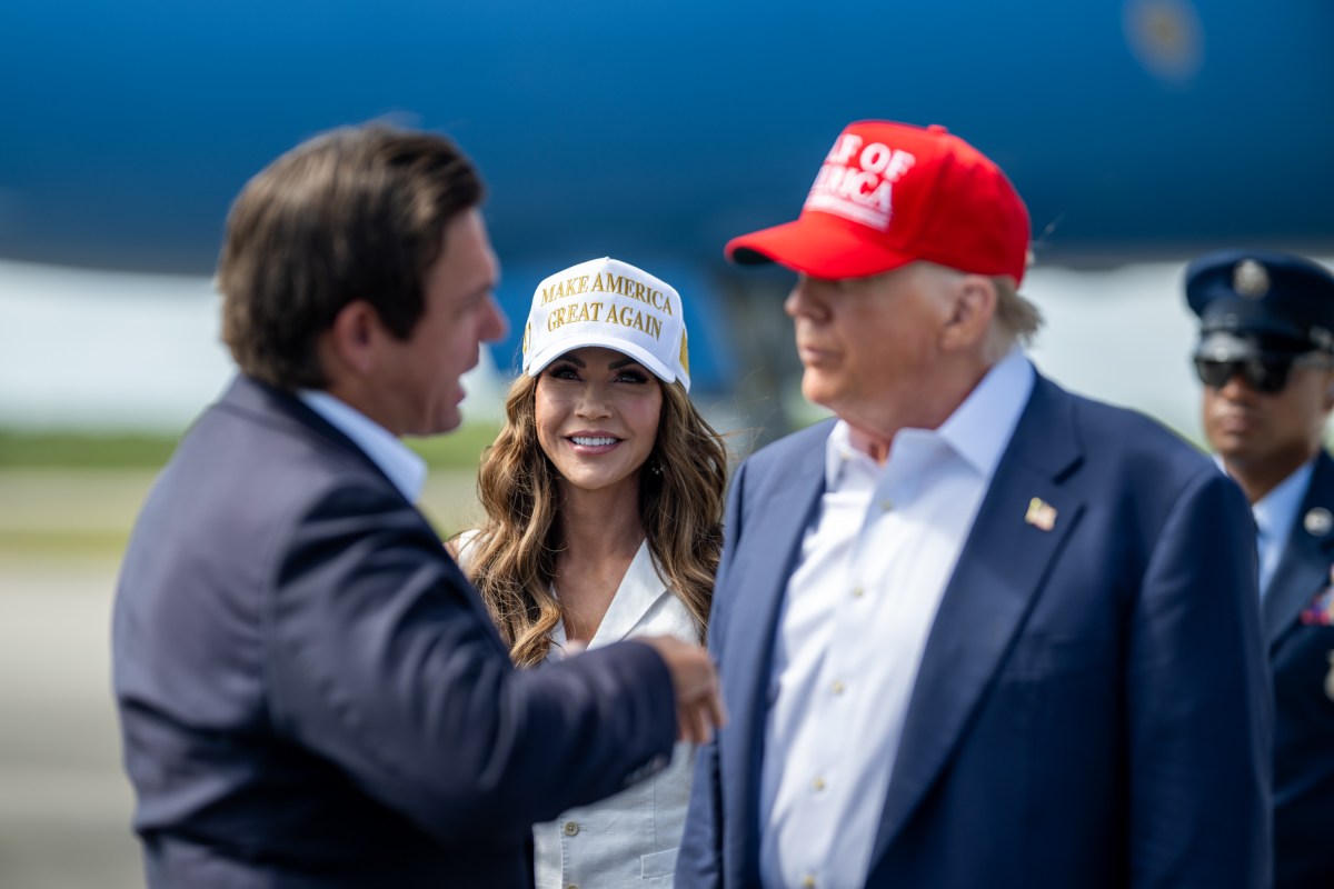 President Donald Trump greets Florida Governor Ron DeSantis (R) and Secretary of Homeland Security Kristi Noem at Dade-Collier Training and Transition Airport in Ochopee, Florida, Tuesday, July 1, 2025. (Official White House Photo by Daniel Torok)