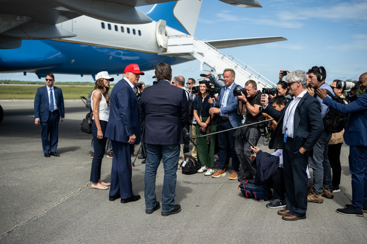 President Donald Trump greets Florida Governor Ron DeSantis (R) and Secretary of Homeland Security Kristi Noem at Dade-Collier Training and Transition Airport in Ochopee, Florida, Tuesday, July 1, 2025. (Official White House Photo by Daniel Torok)