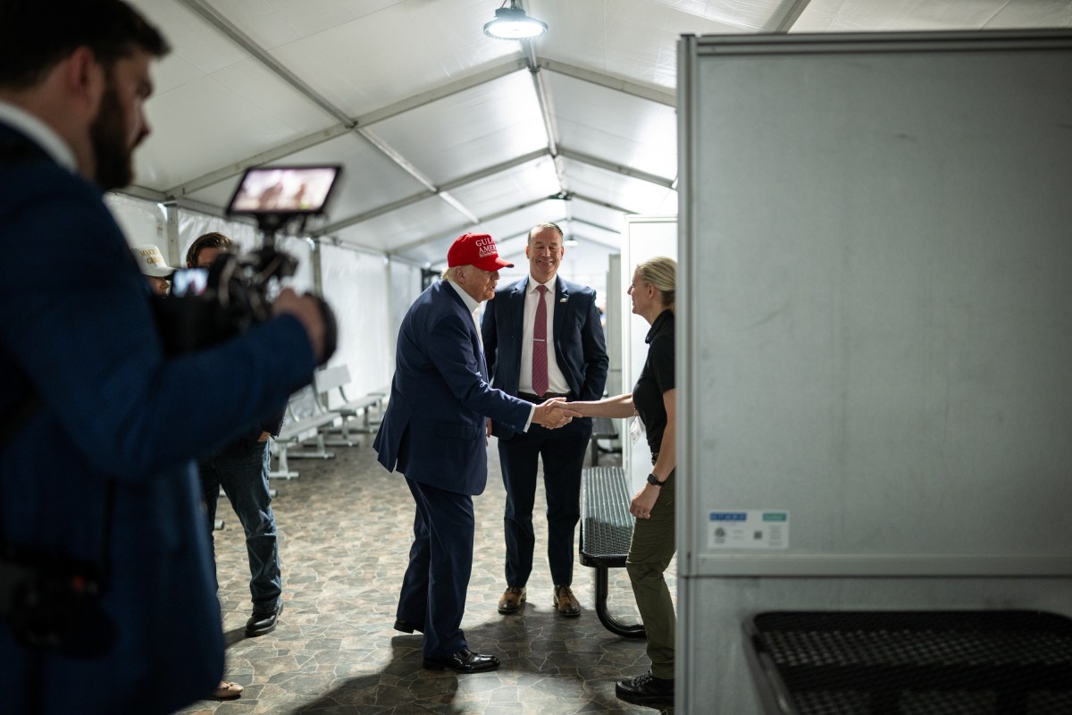 President Donald Trump participates in a walking tour of the immigration detention center nicknamed “Alligator Alcatraz”, Tuesday, July 1, 2025, in Ochopee, Florida. (Official White House Photo by Daniel Torok)