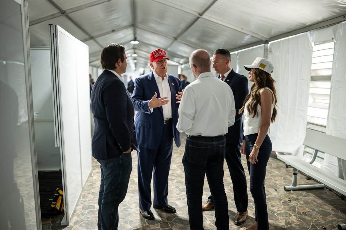 President Donald Trump participates in a walking tour of the immigration detention center nicknamed “Alligator Alcatraz”, Tuesday, July 1, 2025, in Ochopee, Florida. (Official White House Photo by Daniel Torok)