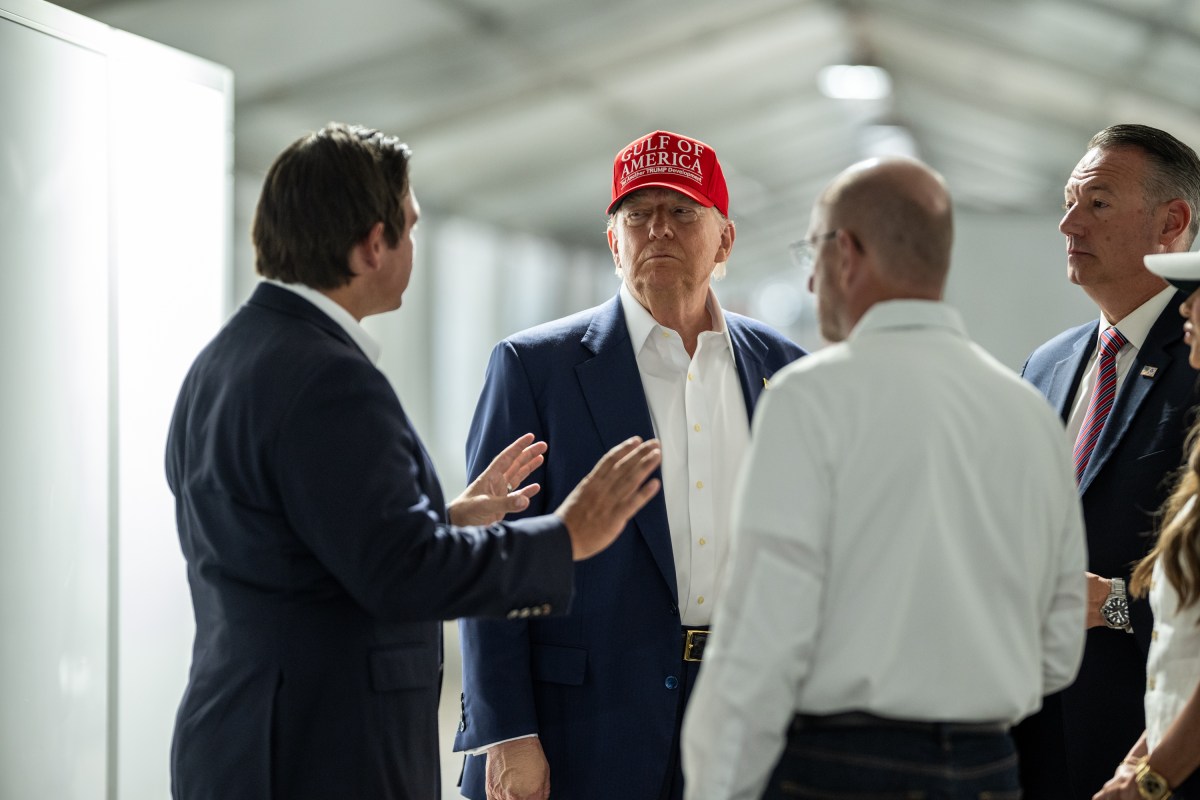 President Donald Trump participates in a walking tour of the immigration detention center nicknamed “Alligator Alcatraz”, Tuesday, July 1, 2025, in Ochopee, Florida. (Official White House Photo by Daniel Torok)