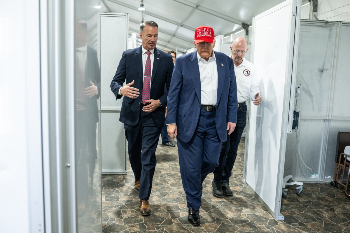 President Donald Trump participates in a walking tour of the immigration detention center nicknamed “Alligator Alcatraz”, Tuesday, July 1, 2025, in Ochopee, Florida. (Official White House Photo by Daniel Torok)