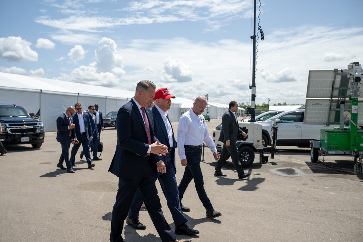President Donald Trump participates in a walking tour of the immigration detention center nicknamed “Alligator Alcatraz”, Tuesday, July 1, 2025, in Ochopee, Florida. (Official White House Photo by Daniel Torok)