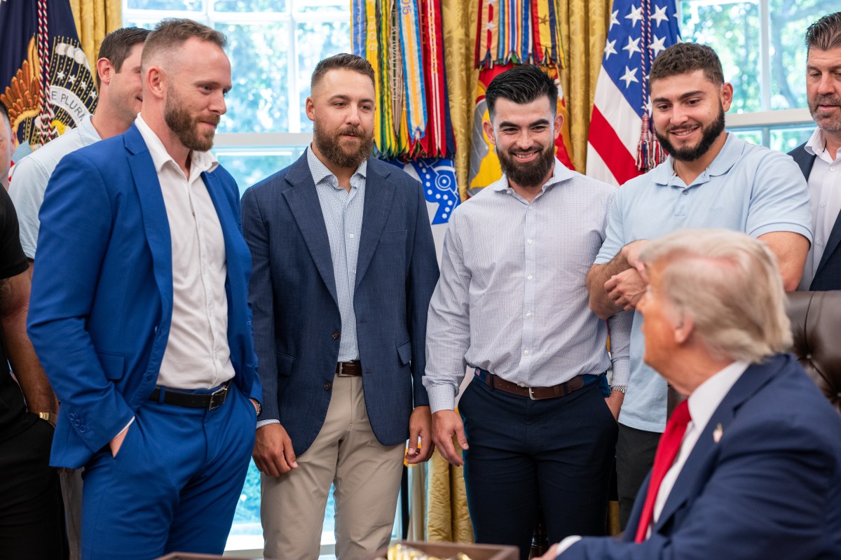 President Donald Trump welcomes members of the Boston Red Sox to the Oval Office, Thursday, July 3, 2025. (Official White House Photo by Molly Riley)