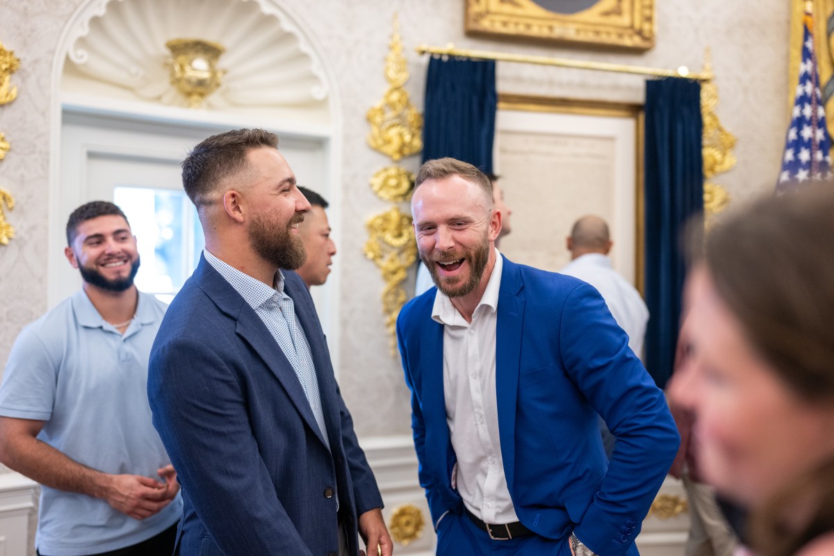 President Donald Trump welcomes members of the Boston Red Sox to the Oval Office, Thursday, July 3, 2025. (Official White House Photo by Molly Riley)