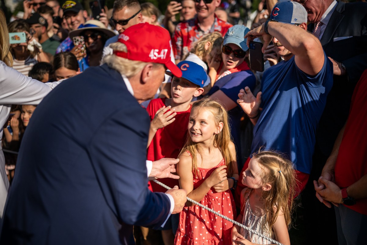 President Donald Trump and First Lady Melania Trump greet guests attending 4th of July celebrations on the South Lawn, Friday, July 4, 2025. (Official White House Photo by Daniel Torok)