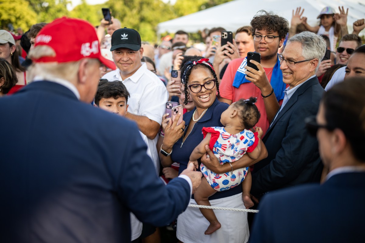 President Donald Trump and First Lady Melania Trump greet guests attending 4th of July celebrations on the South Lawn, Friday, July 4, 2025. (Official White House Photo by Daniel Torok)