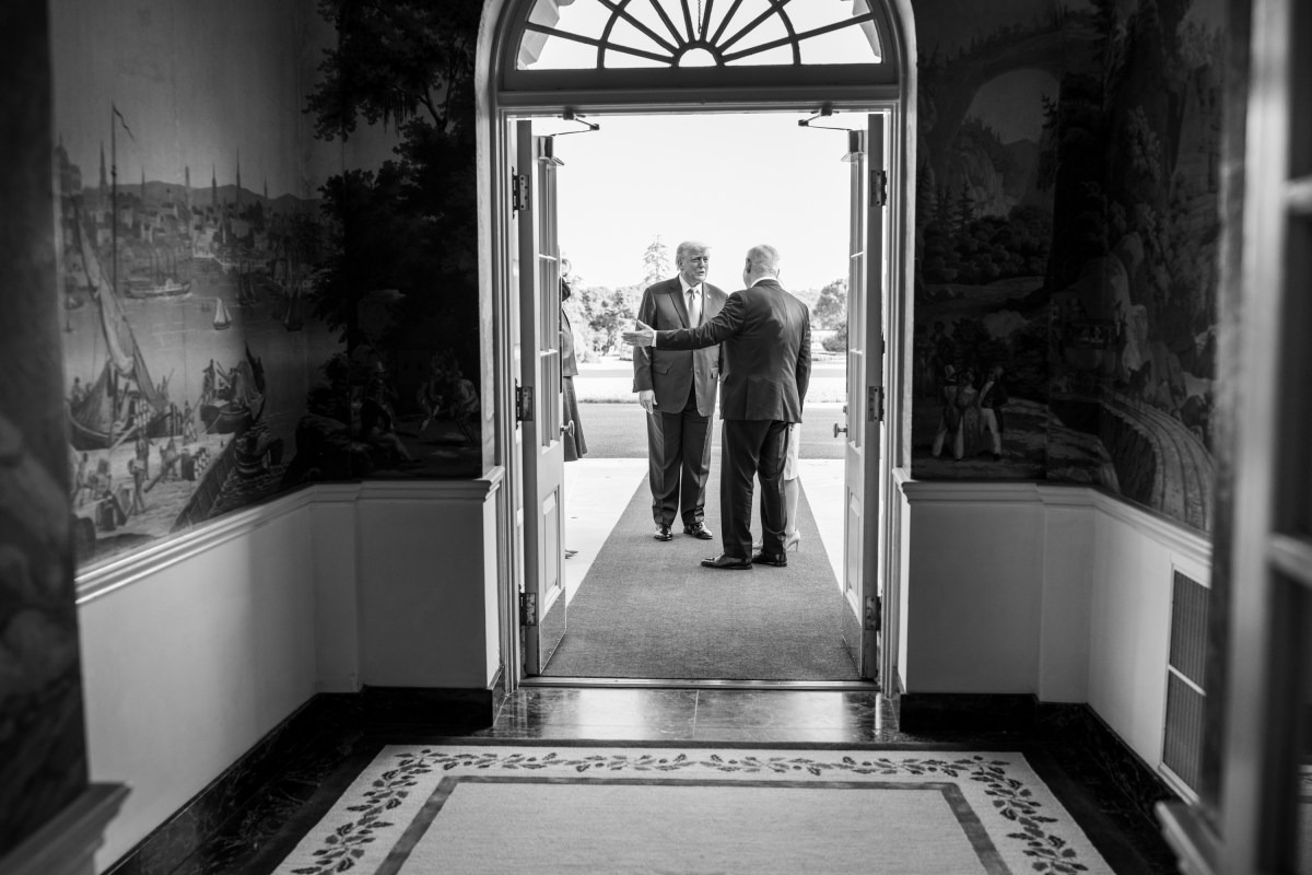 President Donald Trump greets Israeli Prime Minister Benjamin Netanyahu and his wife, Monday, July 7, 2025, at the South Portico of the White House.(Official White House Photo by Daniel Torok)