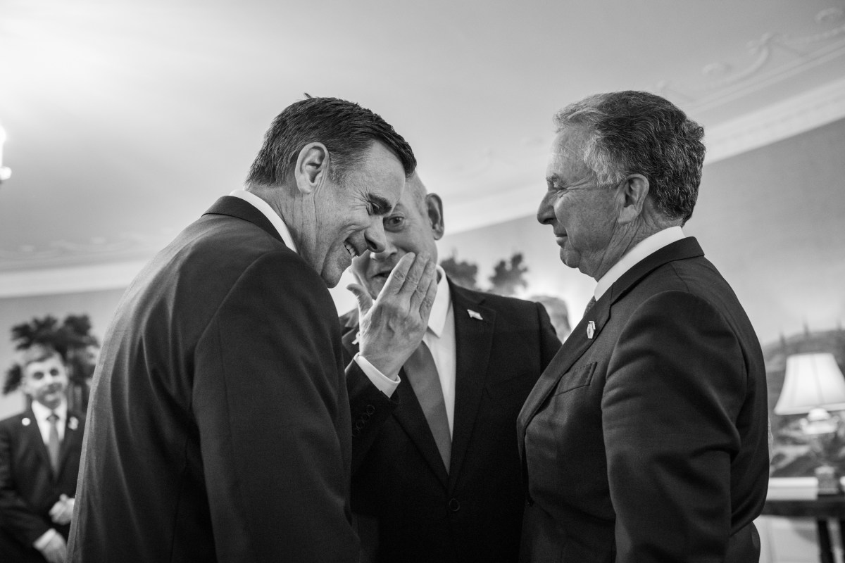 CIA Director John Ratcliffe and Middle East Envoy Steve Witkoff speak with Israeli Prime Minister Benjamin Netanyahu after signing the guest book in the White House, Monday, July 7, 2025. (Official White House Photo by Daniel Torok)