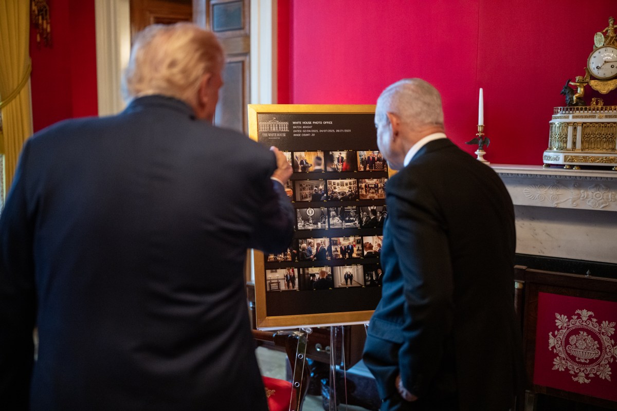 President Donald Trump and Israeli Prime Minister Benjamin Netanyahu speak in the Red Room before a dinner, Monday, July 7, 2025, at the White House. (Official White House Photo by Daniel Torok)