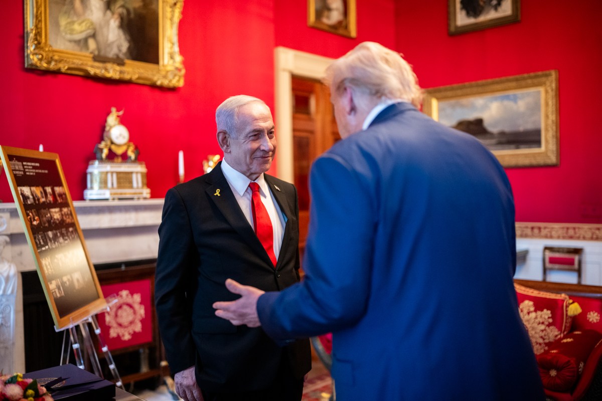President Donald Trump and Israeli Prime Minister Benjamin Netanyahu speak in the Red Room before a dinner, Monday, July 7, 2025, at the White House. (Official White House Photo by Daniel Torok)