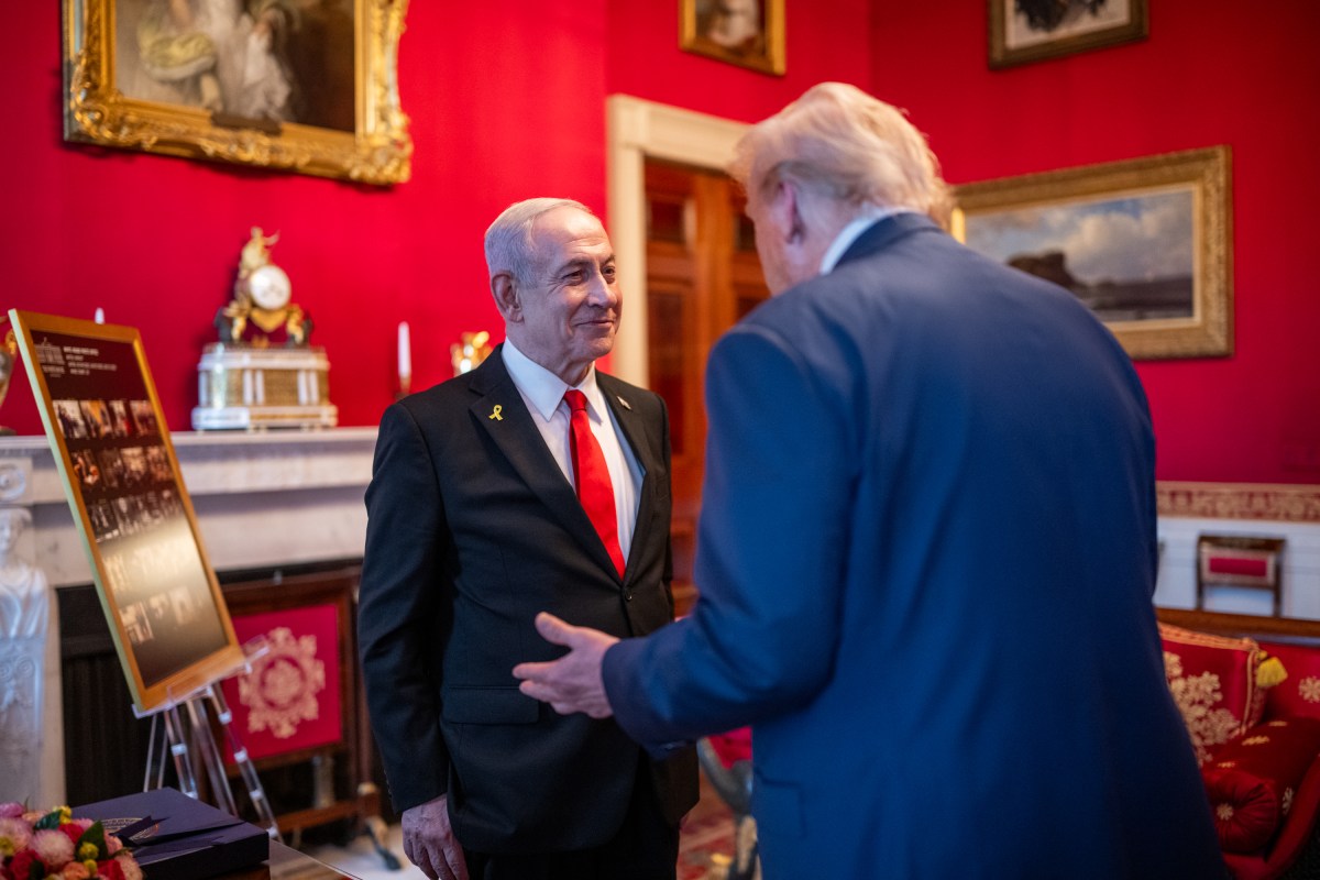 President Donald Trump and Israeli Prime Minister Benjamin Netanyahu speak in the Red Room before a dinner, Monday, July 7, 2025, at the White House. (Official White House Photo by Daniel Torok)